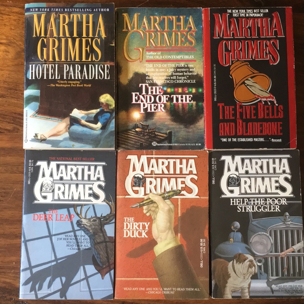 6 Martha Grimes Paperback Used Books Mixed Vintage 80s 90s